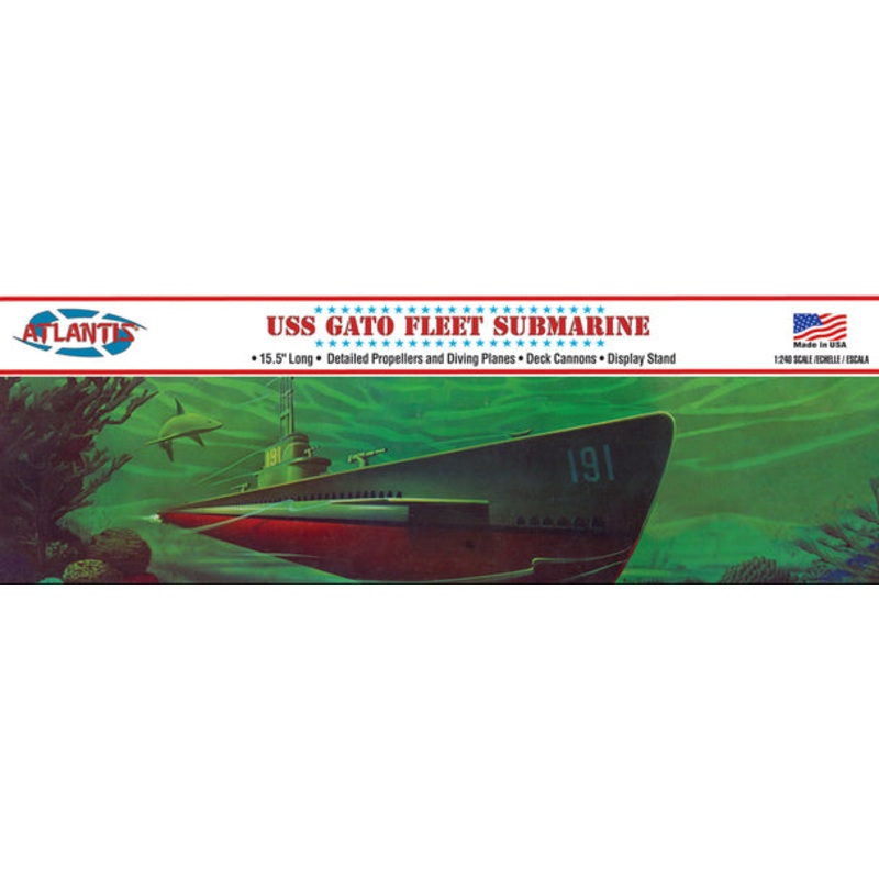 USS Gato Fleet Submarine 1/240 Plastic Model Kit Atlantis Made in the USA | ALM743 | Atlantis Model Co.