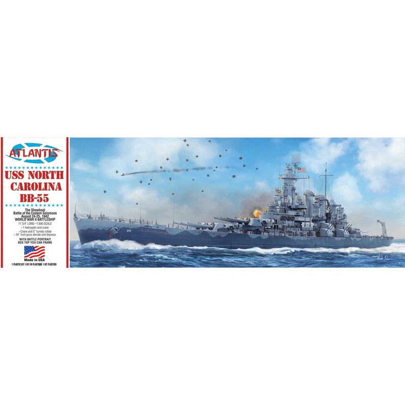 USS North Carolina BB-55 The Showboat Battleship | ALM601 | Atlantis Model .Co