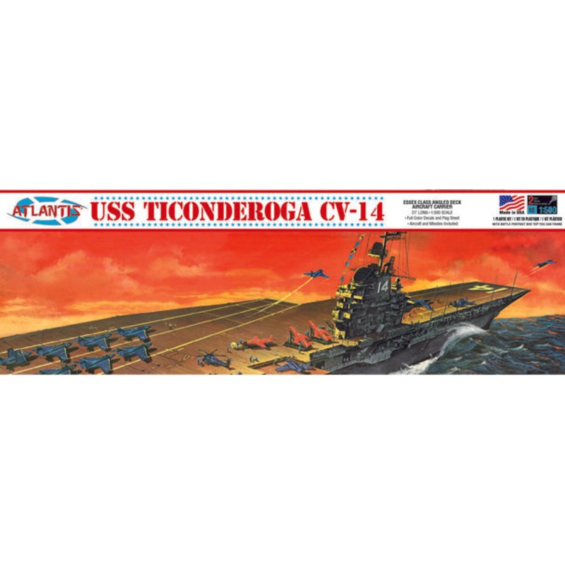 USS Ticonderoga CV-14 Aircraft Carrier Plastic Model Kit | ALM611 | Atlantis Model Co.