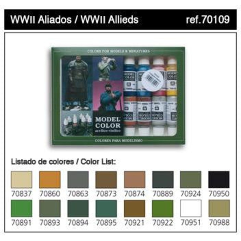 Vallejo Model Colors Set-  WWII Allies  | 70109 | Vallejo