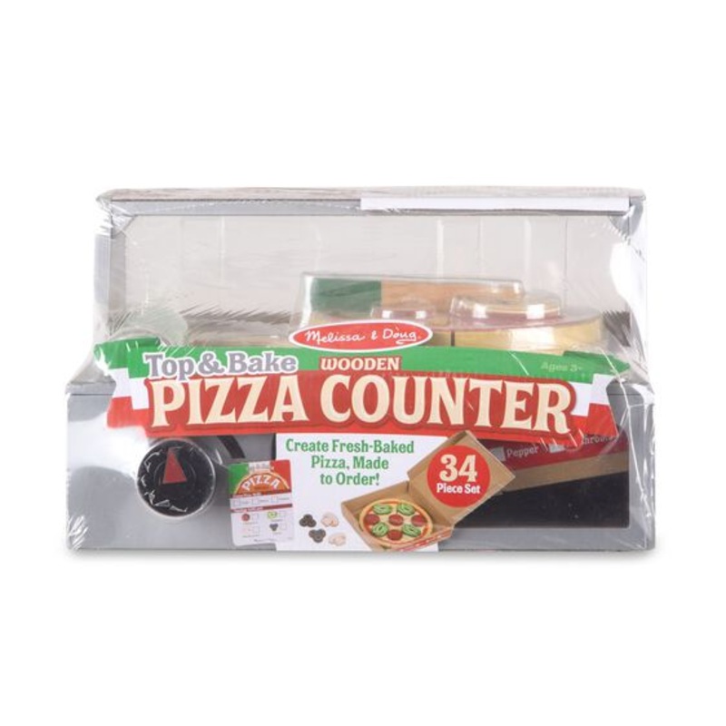 Top & Bake Wooden Pizza Counter Wooden Play Food | 9465 | Melissa & Doug