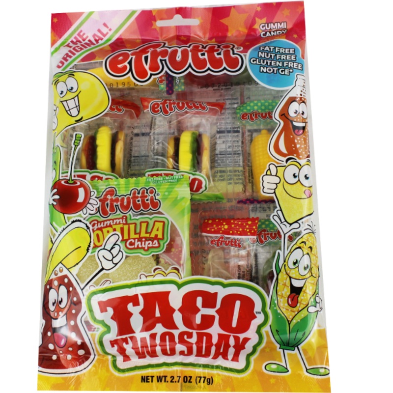 Taco Twosday Gummi Candy 2.7 Oz Peg Bag | 49135 | E. Frutti