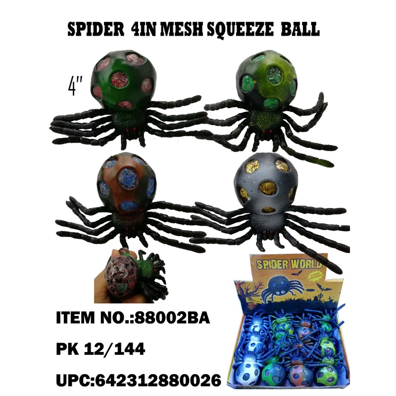 Squeeze 6in Spider with Jelly Beads |  88002BA | BVP