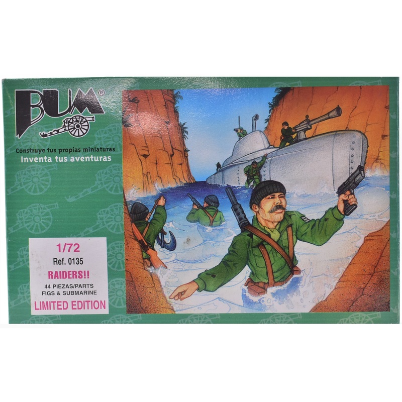 SecondChance Raiders Commados w/submarine (44 parts ) 1:72 Figure Set | 0135 | IBum Model Co.