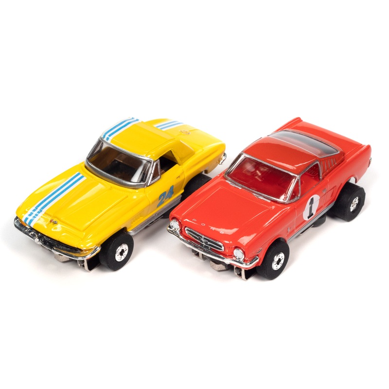 1965 Ford Mustang Fastback - 1967 Chevy Corvette - Set Cars From Double 8 Racing | SRS341SC | Auto World