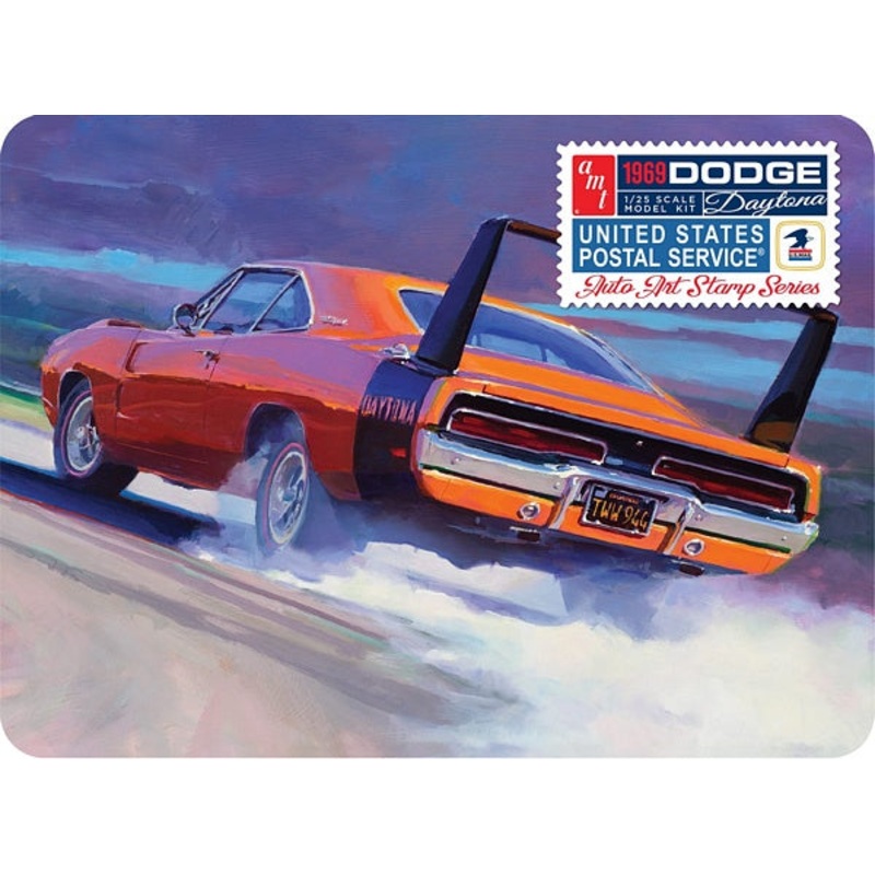 1969 Dodge Charger Daytona (USPS Stamp Series Collector Tin) 1:25 Scale Model Kit | AMT1232 |  AMT