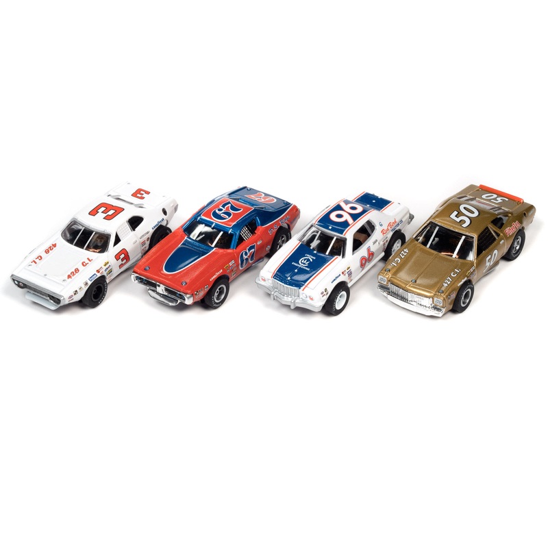 1971 Dodge Charger # 67 - 1971 Plymouth Road Runner # 3 - 1973 Chevy Chevelle # 50 - 1976 Ford Torino # 96 Set Cars From Victory 400 4-Lane Pro Racing | SRS345SC | Auto World