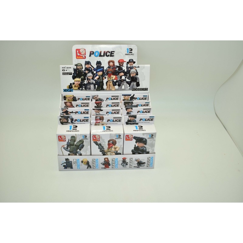 Police Line (Robbers/Cops) - Full Box of 12 Minifigures | M38-B0586 | Sluban