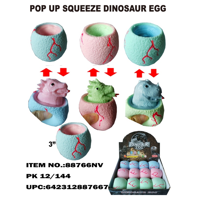 POP UP DINOSAUR SQUEEZE EGG |  88766 | BVP