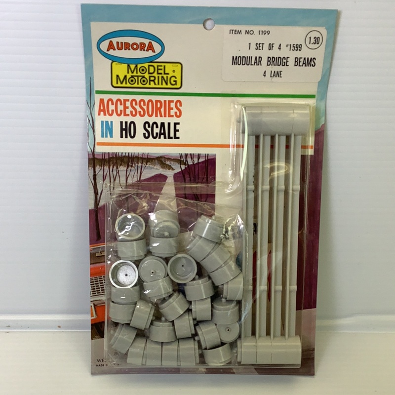 Modular Bridge Beams 4 Lane 1 Set Of 4 Gray | 1599 | Aurora Model Motoring
