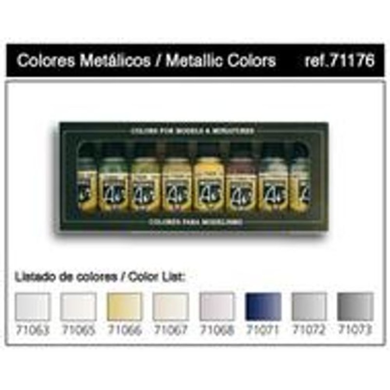 Model Air Metallic Colors 8 Colour Acrylic Airbrush Paint Set | 71176 | Vallejo Paints
