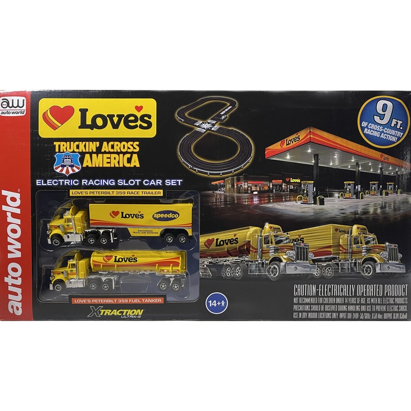 Loves Truckin' Across America + Mayflower 9' Slot Car Set | CP8073 + CP7984 | Auto World