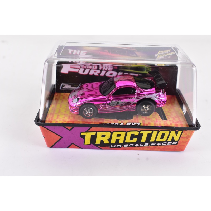 Mazda RX7 Pink Chrome Xtraction Chassis Ho Scale Racer | Auto World