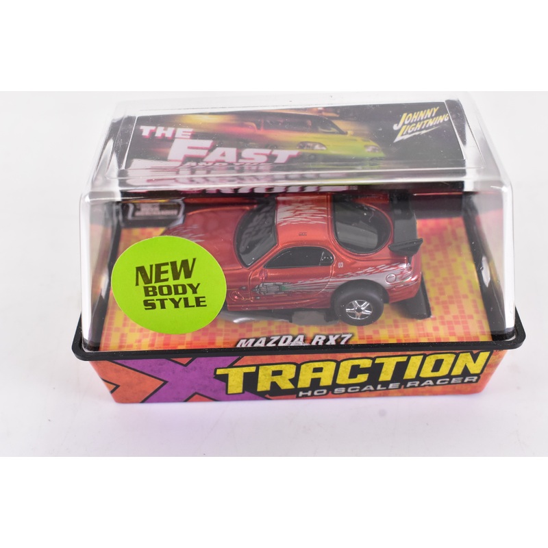 Mazda RX7 Red Orange Chrome Xtraction Chassis Ho Scale Racer | Auto World