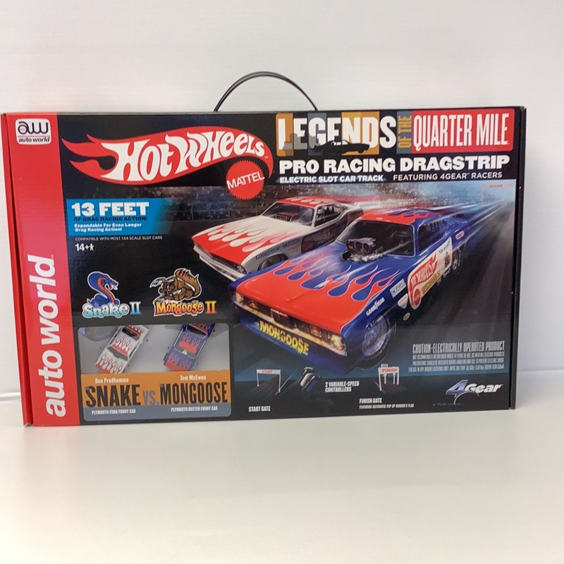 Hot Wheels Legends of the Quarter Mile Snake II vs Mongoose II 13' Dragstrip Race Set | SRS334 | Auto World