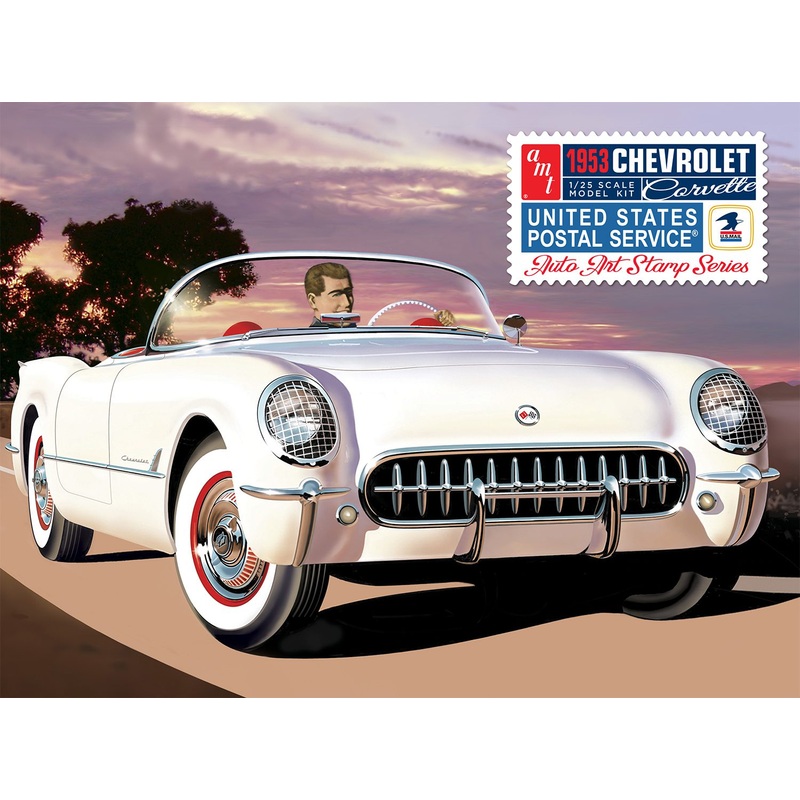 1953 Chevy Corvette (USPS Stamp Series) 1:25 Scale Model Kit | AMT1244 |  AMT