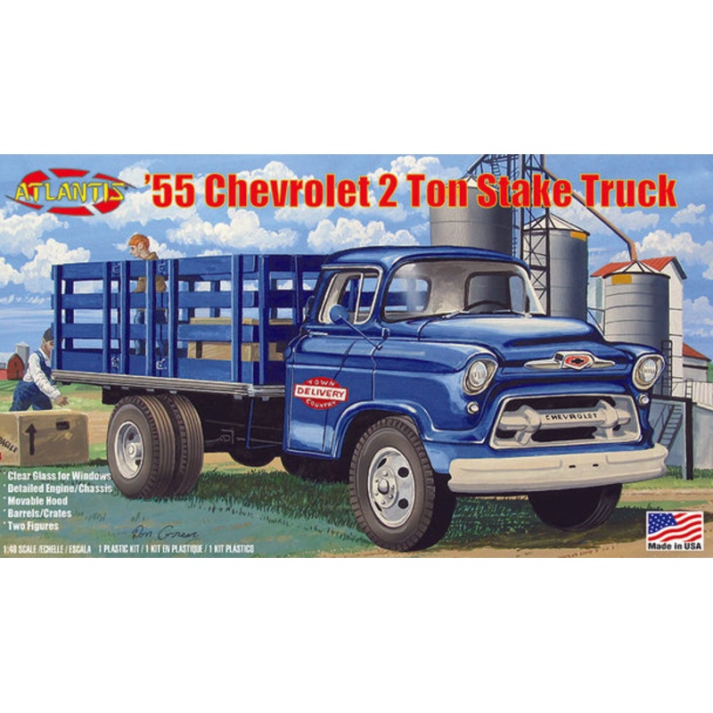 1955 Chevrolet 2 ton Stake Truck Plastic Model Kit  | ALM1401 | Atlantis