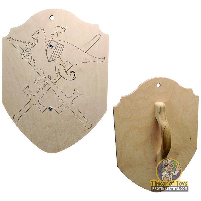 15.5" Knights Crest Large Wooden Shield | 019LGSHLDS | Magnum Rubber Band Guns