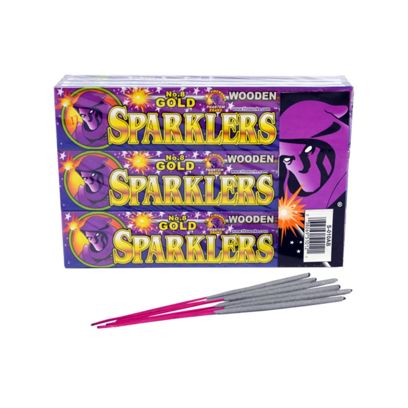 #8 Gold Sparklers 6 Pieces Per Box | 4S-010BF | Phantom Fireworks