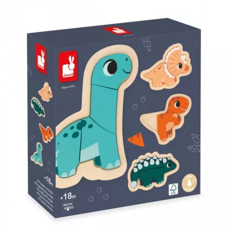 Janod - Dino 4 Progressive Puzzles