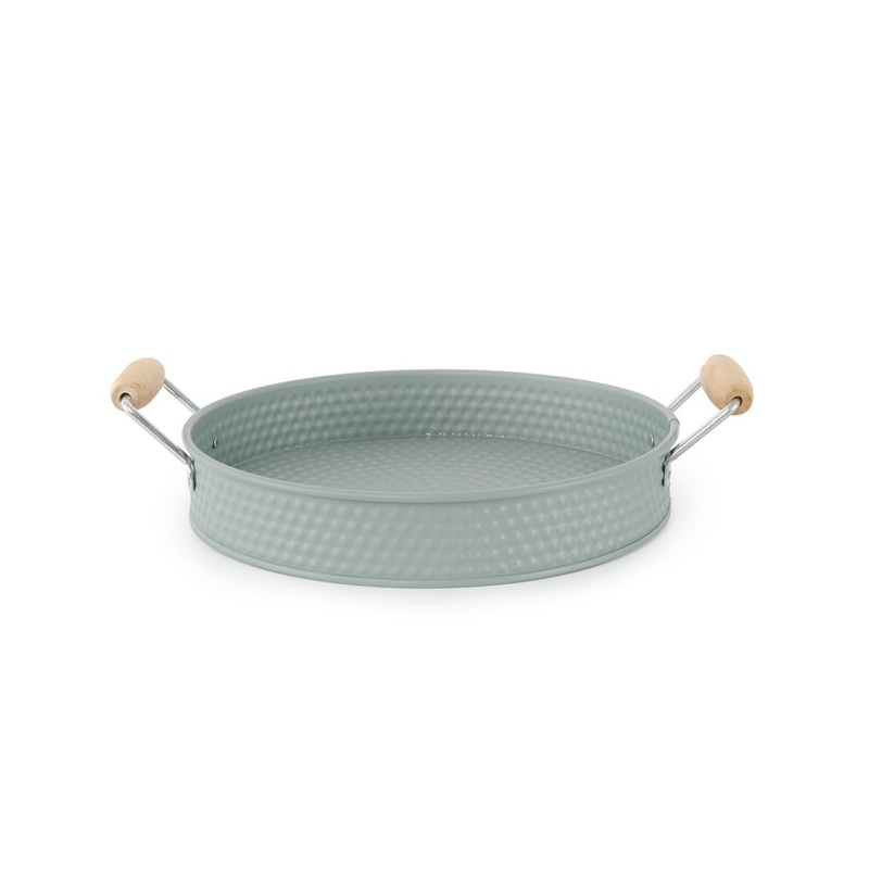 Grey Metal Tray with Handles - Large