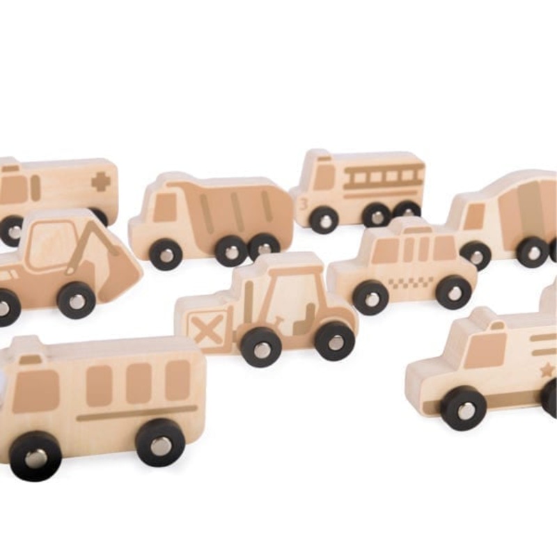Guidecraft Mini Wooden Trucks  Set of 10