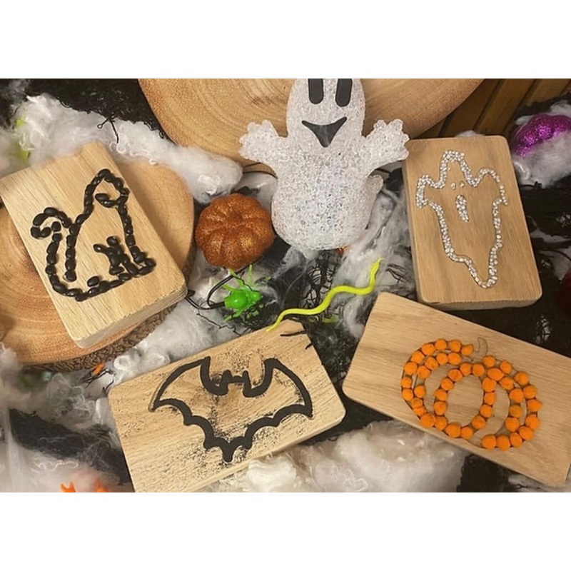 Halloween set of 4 Oak Sensory Boards