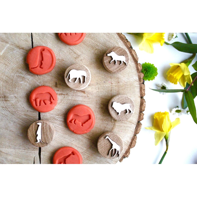 Curiosity Corner Double Sided Oak Stamps - Safari Animals