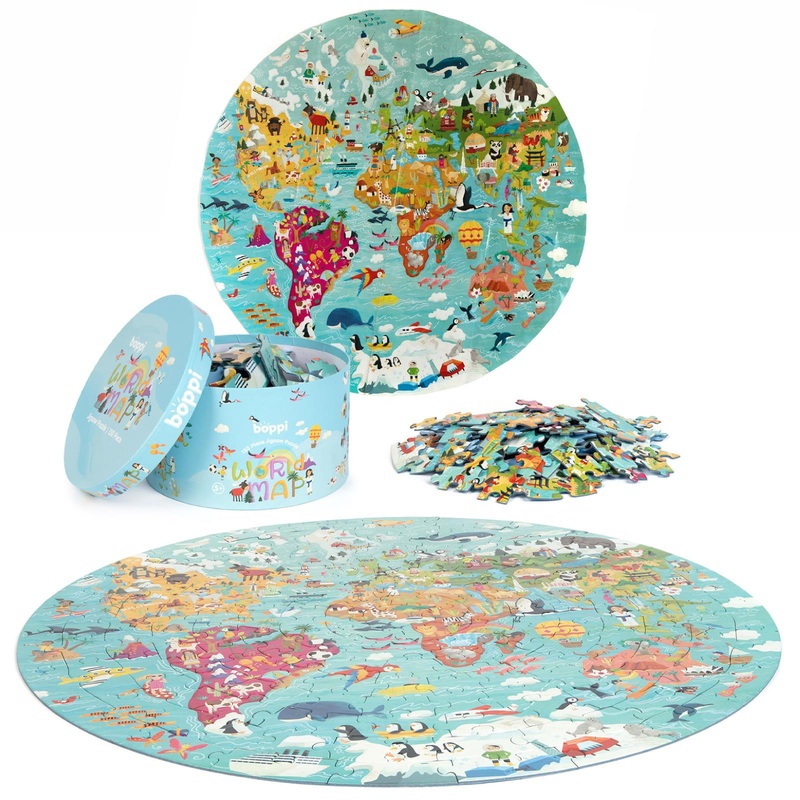 Boppi Round World Map Jigsaw Puzzle 150 Pieces