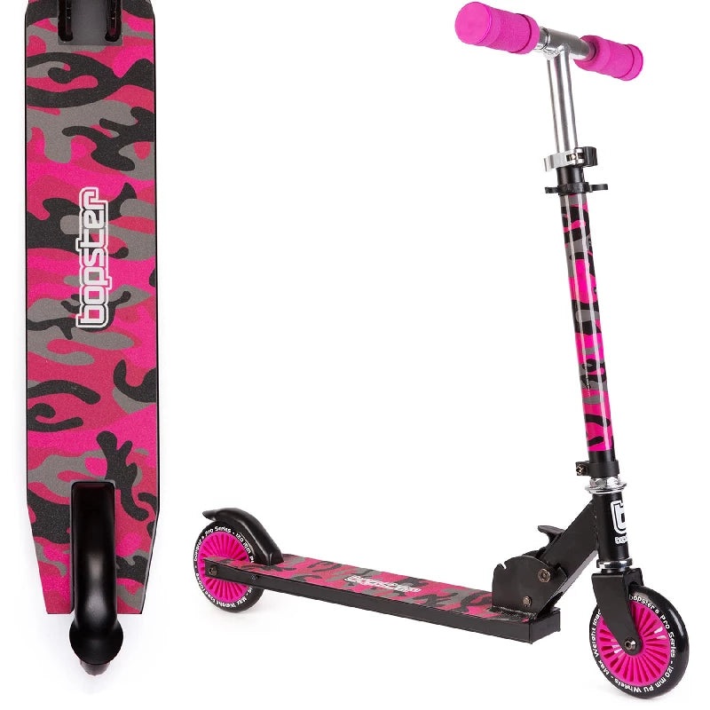 Bopster 2 Wheeled Folding Childrens Kick Scooter  Pink Camo Age 5-14