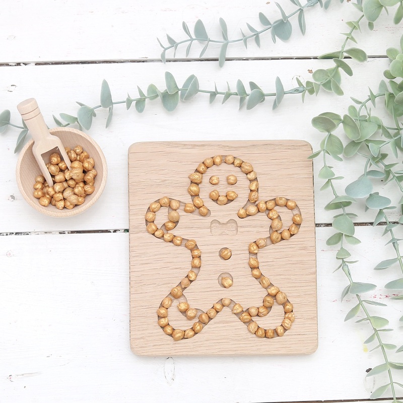 Christmas Gingerbread Man Oak Sensory Board