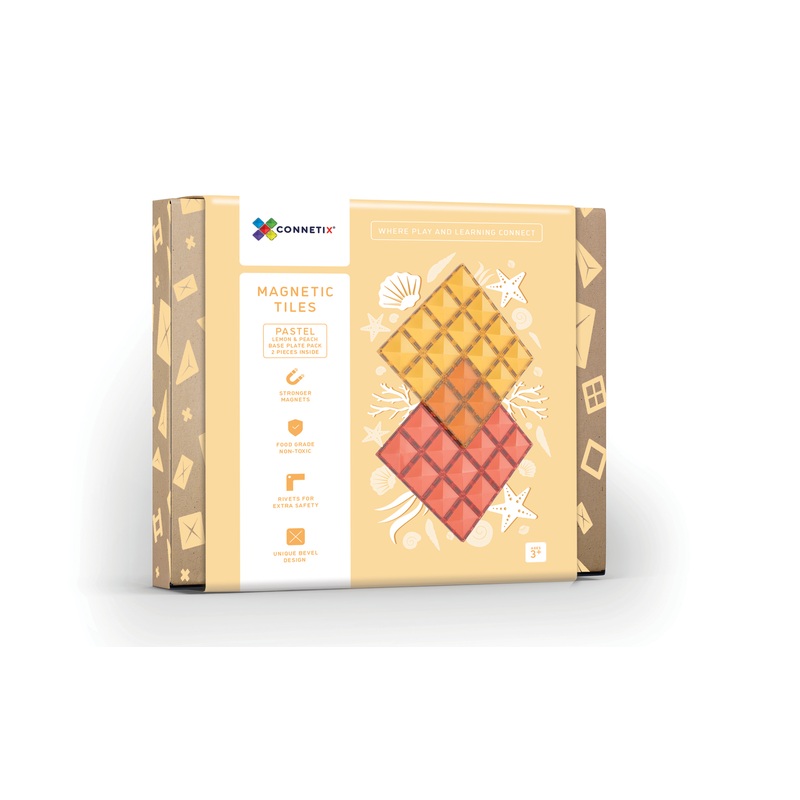 Connetix 2 Piece Base Plate Lemon & Peach Pack