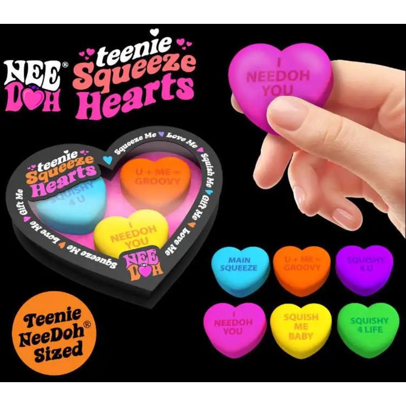 Bigjigs NeeDoh Teenie Squeeze Hearts Stress Ball 3-Pack