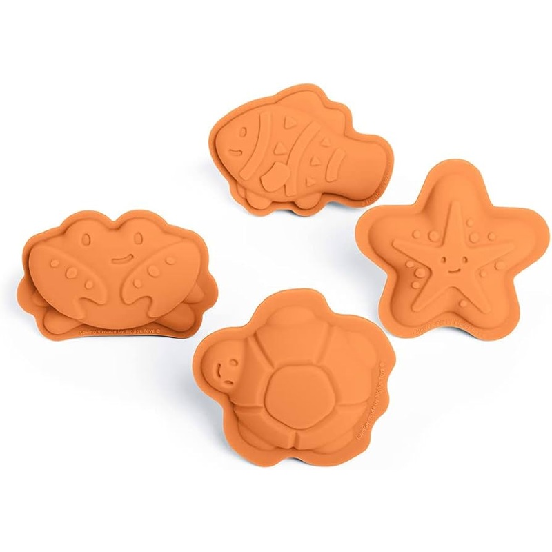 Bigjigs Silicone Character Sand Moulds Apricot Orange