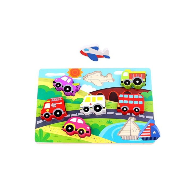 Tooky Toy Wooden Transport Chunky Puzzle