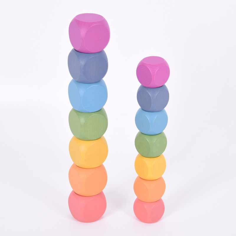 Tickit Loose Parts Rainbow Wooden Cube 50mm Single & Sets