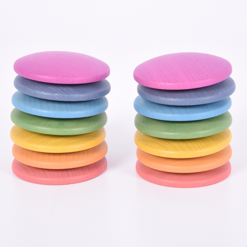 Tickit Loose Parts Rainbow Wooden Discs Single & Sets