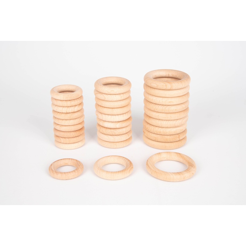 Tickit Loose Parts Wooden Beechwood Rings 48mm, 56mm & 70mm Single & Sets
