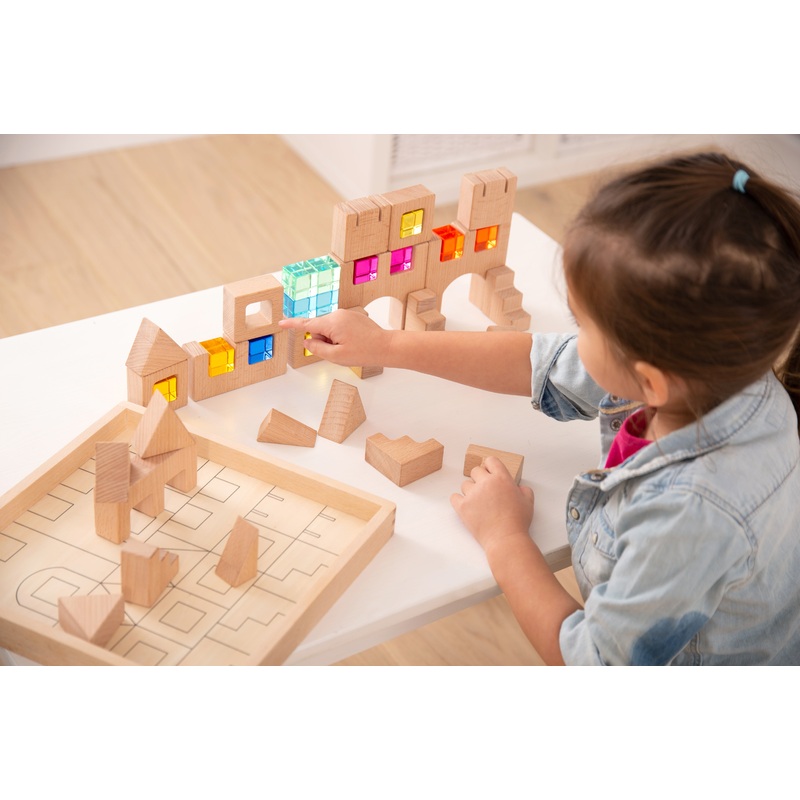 Tickit Wooden Building Gem Blocks - Pk40