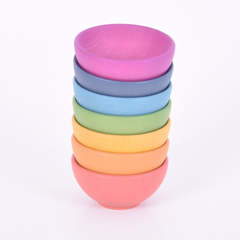 Tickit Loose Parts Rainbow Wooden Bowls