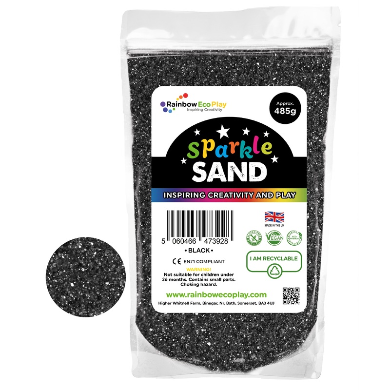 Rainbow Eco Play Coloured Sand Sparkle Black