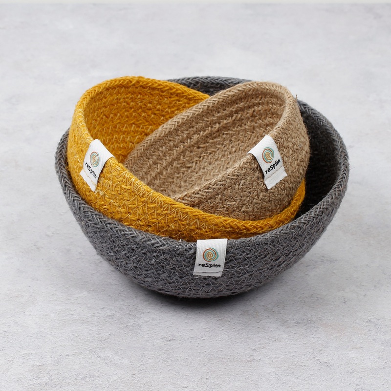 ReSpiin Jute Mini Bowl Set x3 Beach