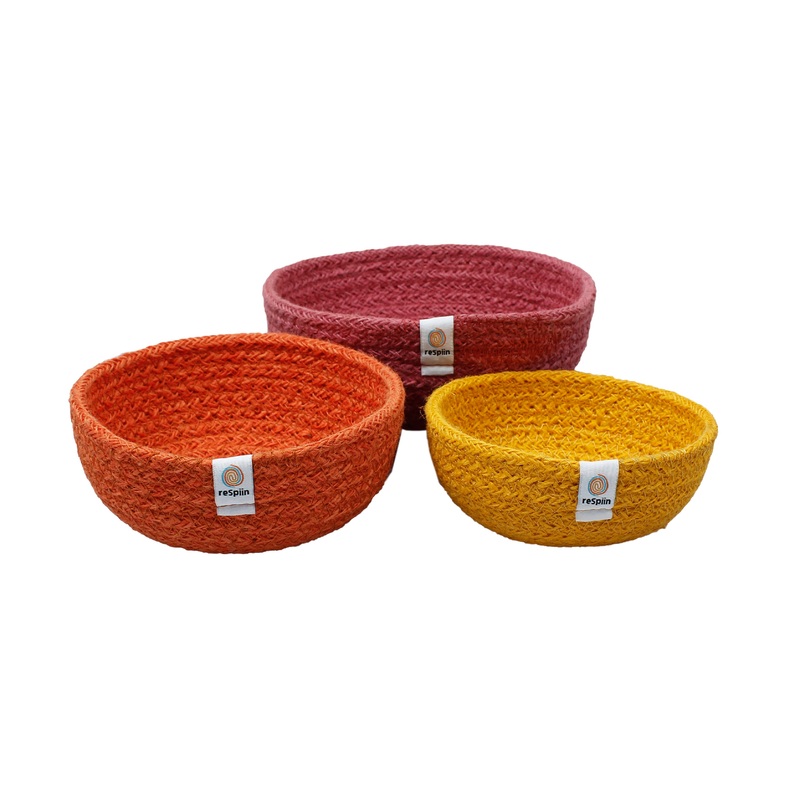 ReSpiin Jute Mini Bowl Set x3 Fire
