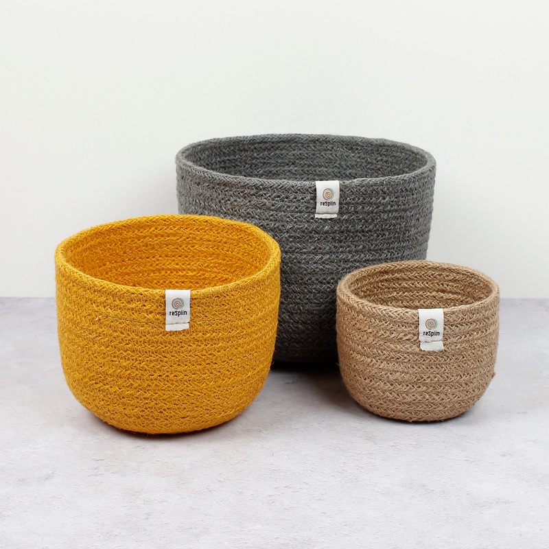 ReSpiin Tall Jute Basket Set x 3 Beach