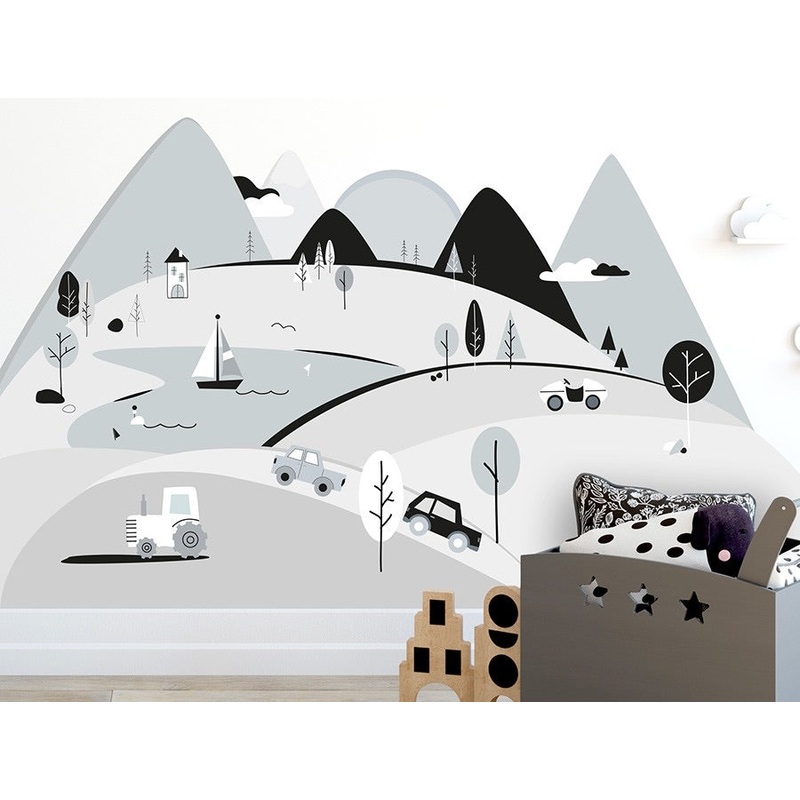Pastelowelove Grey Mountains Wall Stickers