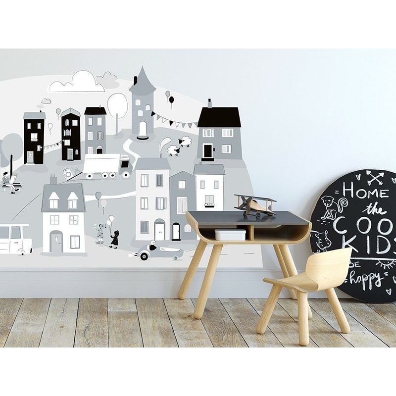 Pastelowelove Grey Small Town Wall Stickers