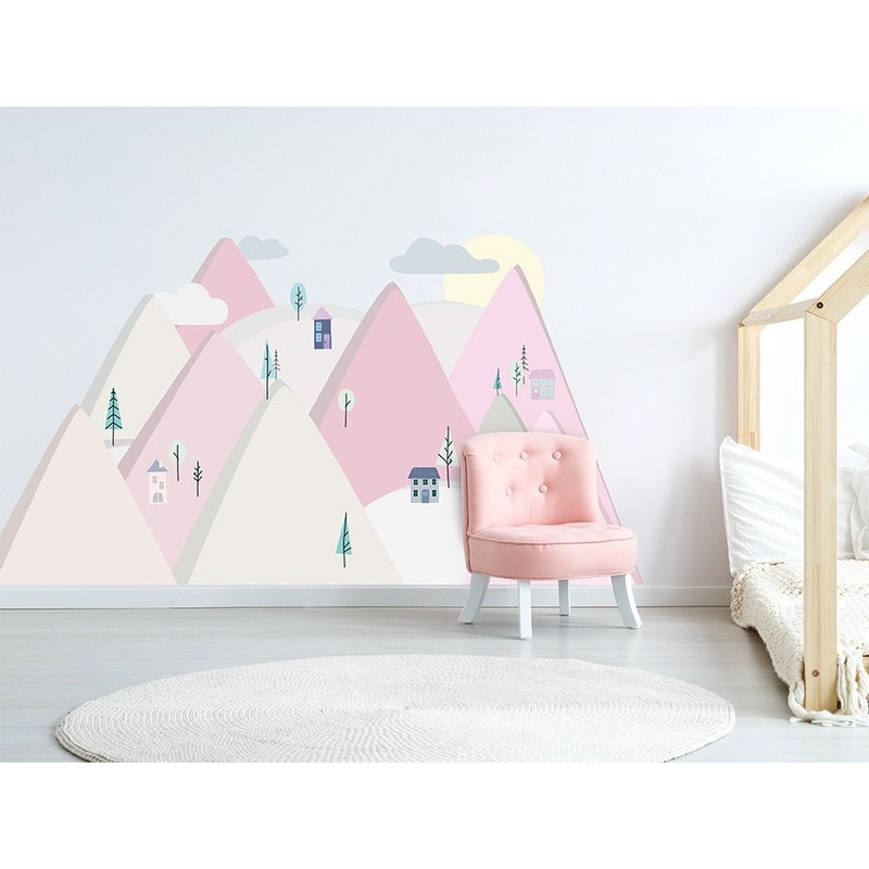 Pastelowelove Pink Mountains Wall Stickers