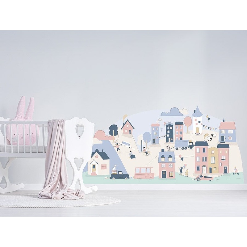 Pastelowelove Pink Small Town Wall Stickers