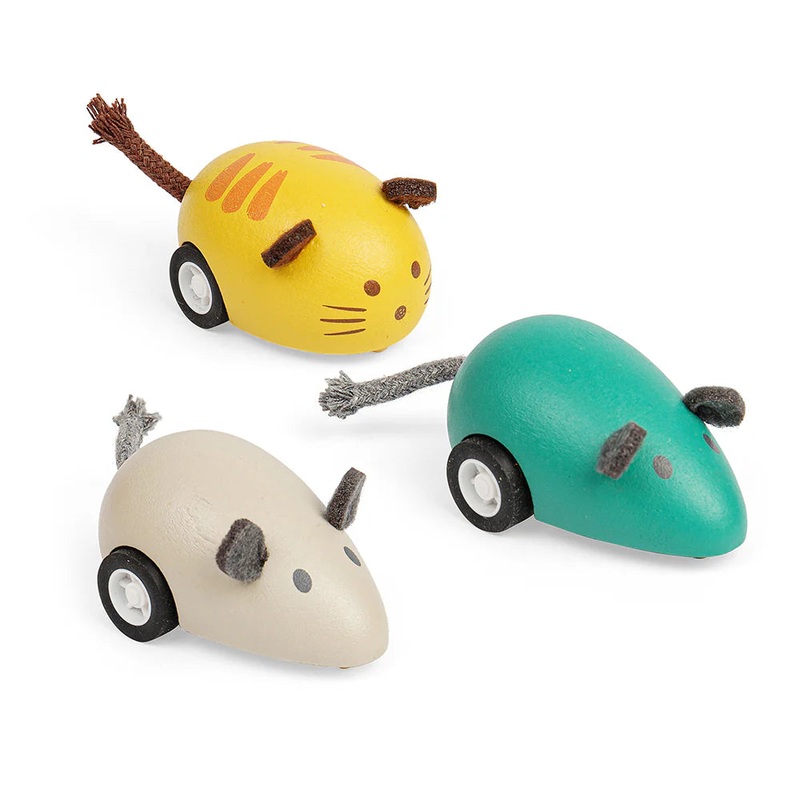 Bigjigs Cat & Mouse Pull Backs - Yellow Cat