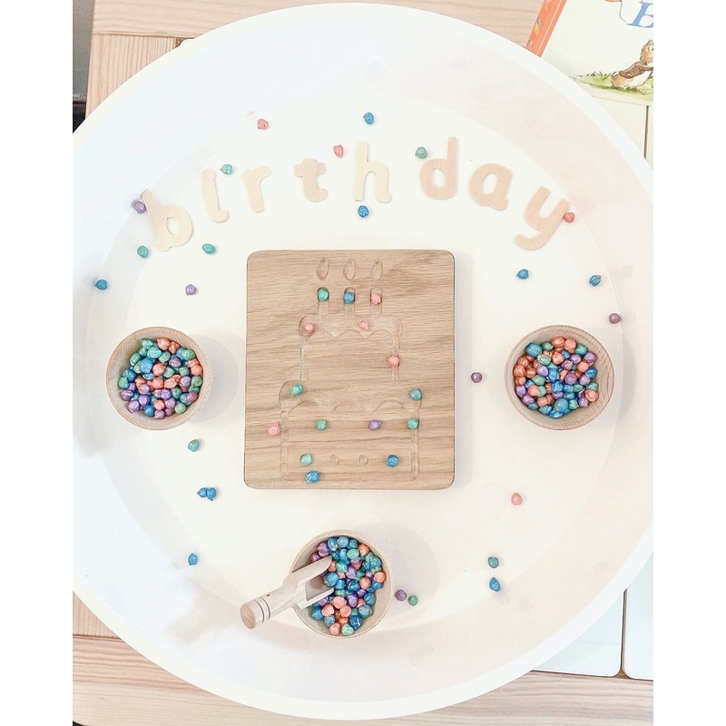 *EXCLUSIVE DESIGN* Birthday Cake Oak Sensory Board